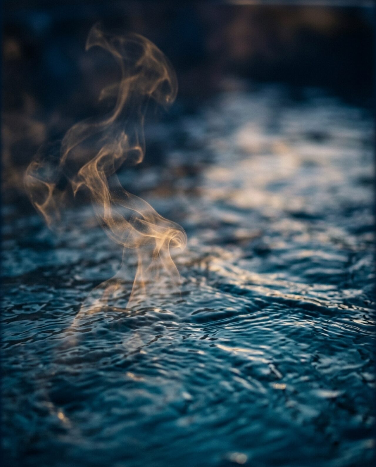 Stylized illustration of steam rising from hot tub water